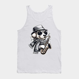 Dog Playing Saxophone Cute Graphic Tees Men Women Boys Tank Top